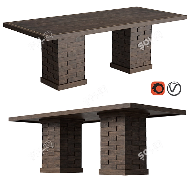 Oak Textures Dining Table 3D model image 1