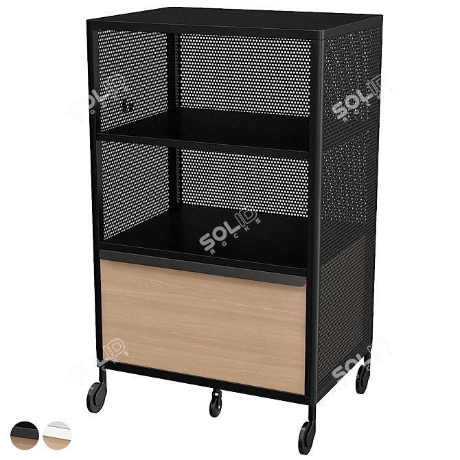 Bekant Mesh Black Storage Unit 3D model image 2