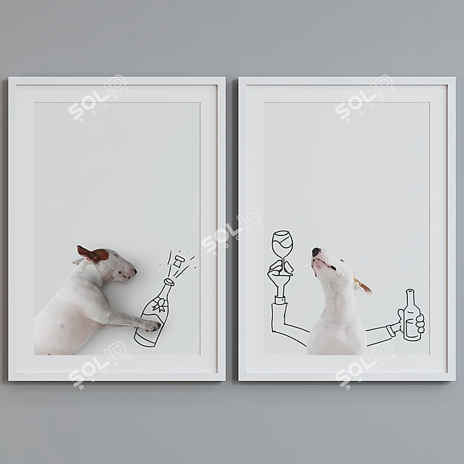 Modern Dog Picture Frame Set 3D model image 2