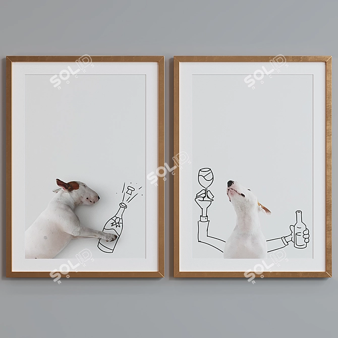 Modern Dog Picture Frame Set 3D model image 4