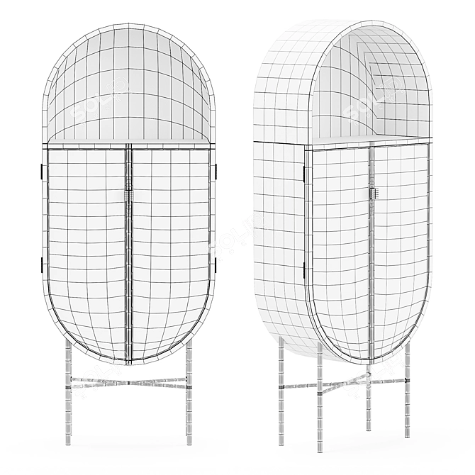Retro Oval Cabinet by HK Living 3D model image 2