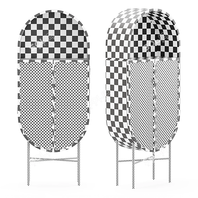 Retro Oval Cabinet by HK Living 3D model image 3