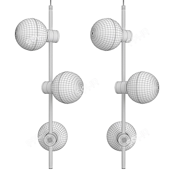  Fabian Vertical Matte Black Chandelier 3D model image 2