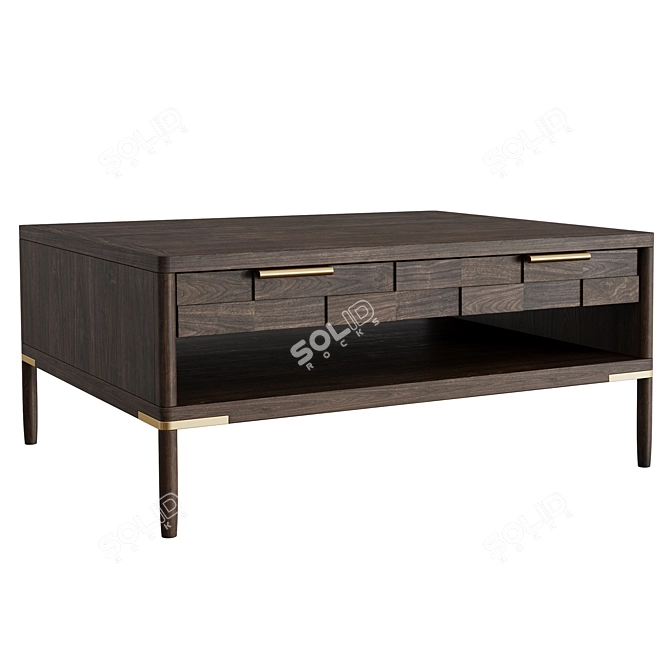 Textures Coffee Table with Drawers 3D model image 2