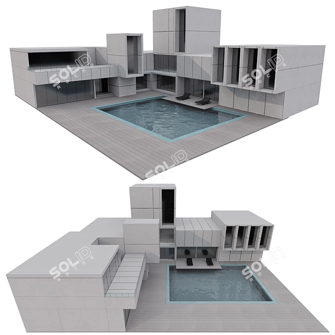  Modern House No15 3D Model 3D model image 5