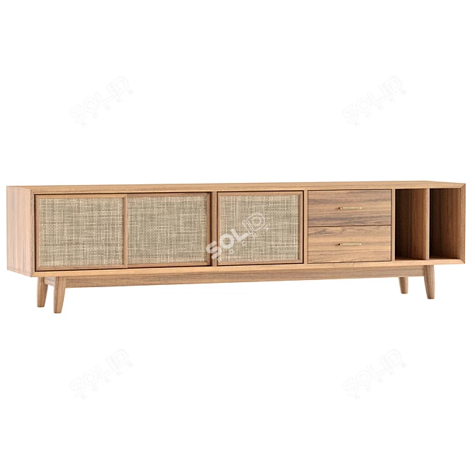  Natural Wood Media Console 79 3D model image 1