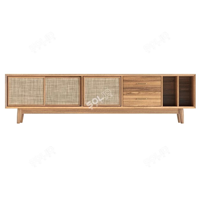  Natural Wood Media Console 79 3D model image 2