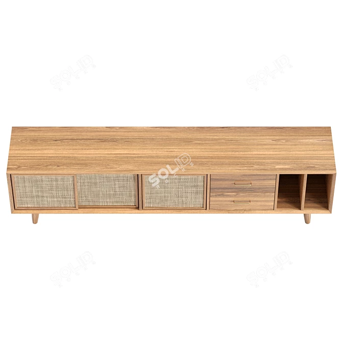  Natural Wood Media Console 79 3D model image 3