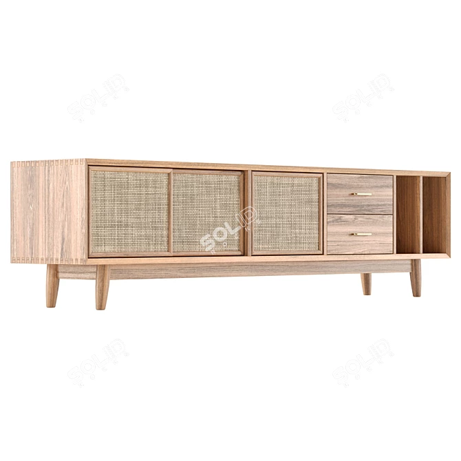  Natural Wood Media Console 79 3D model image 4