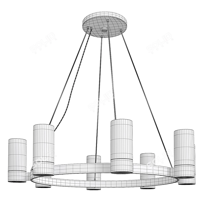 Frosted Glass Chandelier 8-Light Fixture 3D model image 2