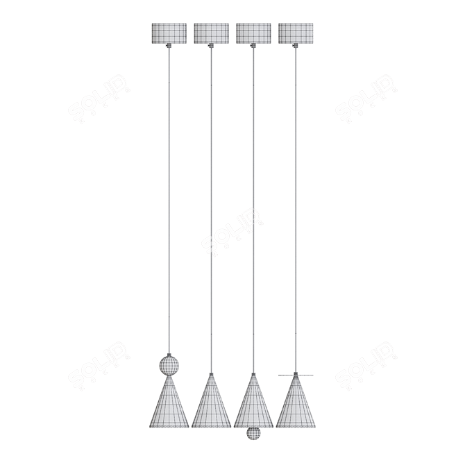 Brass Cone LED Pendant Light 3D model image 5