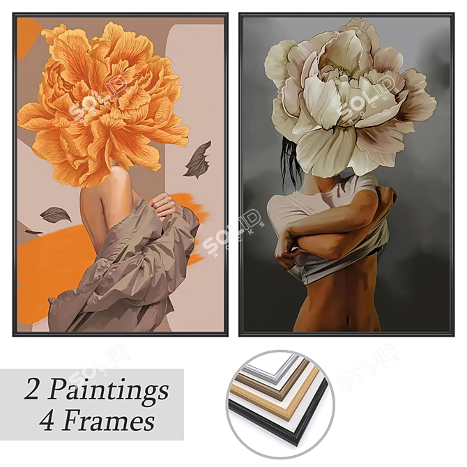Artwork Set with Multiple Frames 3D model image 1