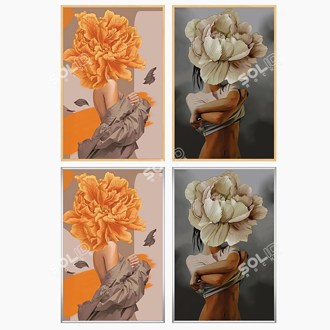 Artwork Set with Multiple Frames 3D model image 3