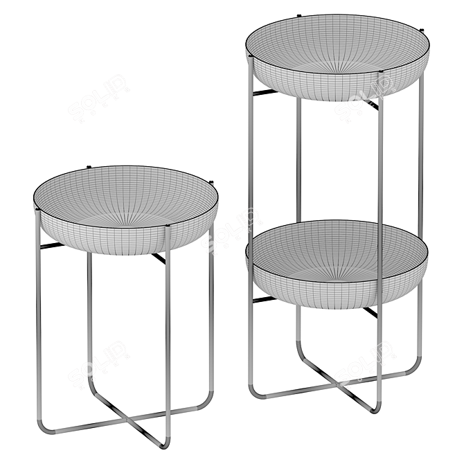 Spun Metal Plant Stand Set 3D model image 4