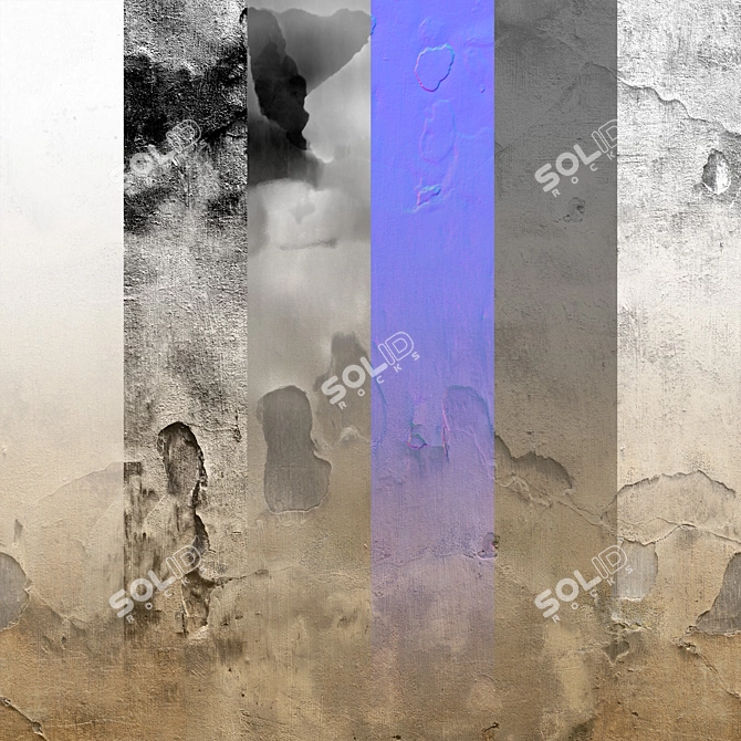 Stucco Stone Wall Finish 3D model image 2