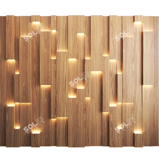 Illuminated 3D Pine Wall Panel 3D model image 2