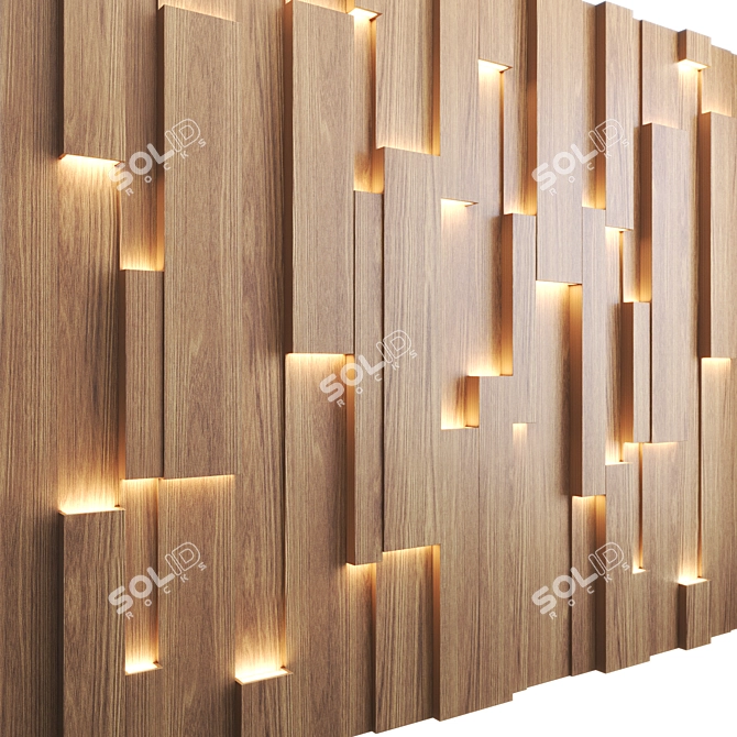 Illuminated 3D Pine Wall Panel 3D model image 3