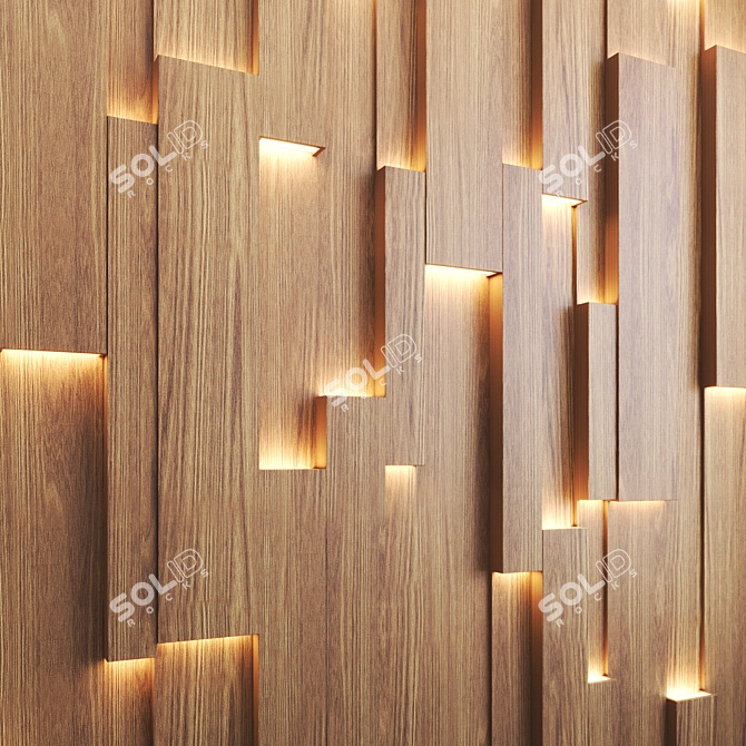 Illuminated 3D Pine Wall Panel 3D model image 4