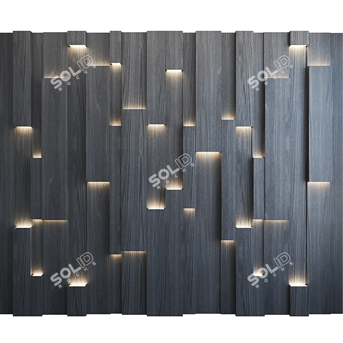 Illuminated 3D Pine Wall Panel 3D model image 5