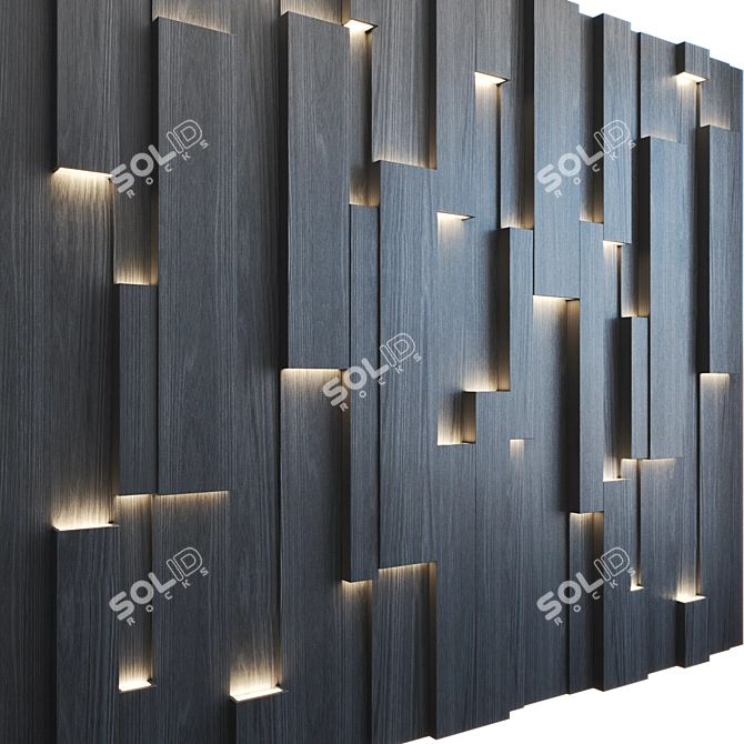 Illuminated 3D Pine Wall Panel 3D model image 6