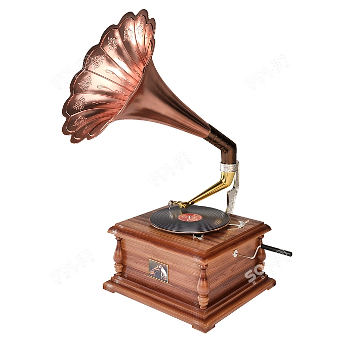 Luxury Gold Gramophone Ornament 3D model image 2