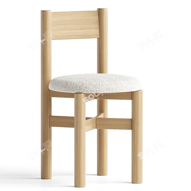 Cozy Oak Dining Chair 3D model image 1