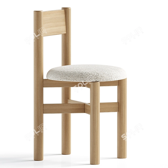 Cozy Oak Dining Chair 3D model image 2