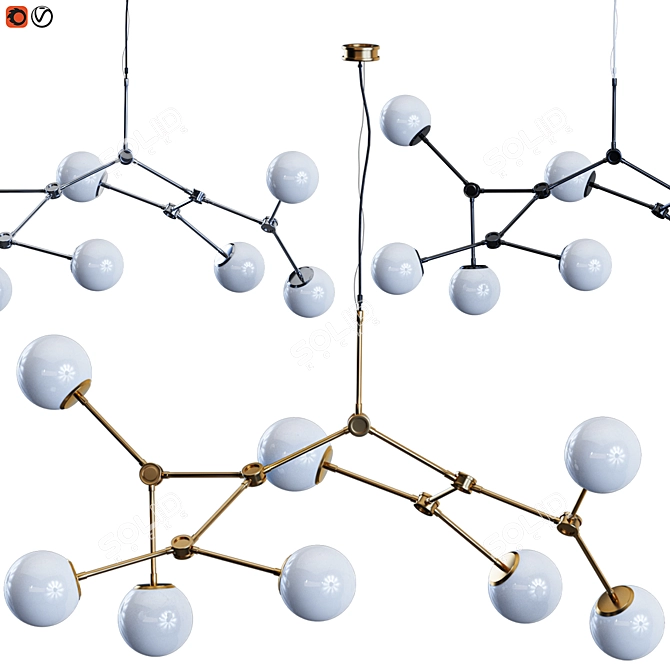 Modern Drop Chandelier Bulb Luminary 3D model image 1