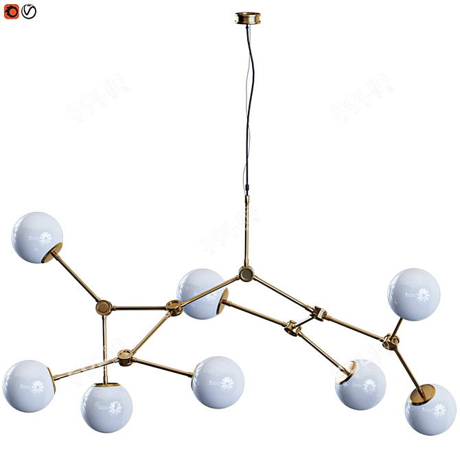 Modern Drop Chandelier Bulb Luminary 3D model image 2