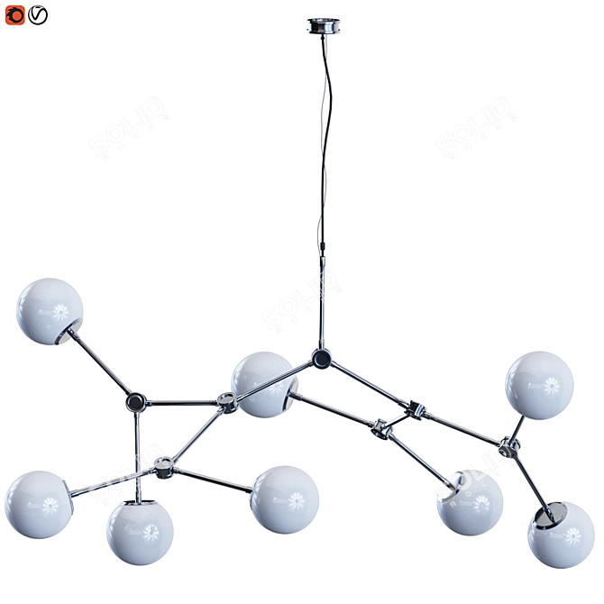 Modern Drop Chandelier Bulb Luminary 3D model image 3