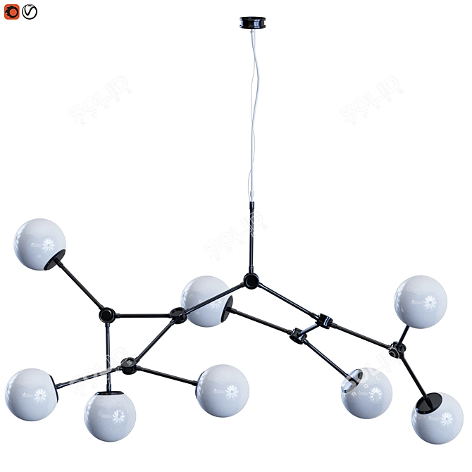 Modern Drop Chandelier Bulb Luminary 3D model image 4