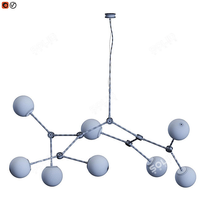 Modern Drop Chandelier Bulb Luminary 3D model image 5