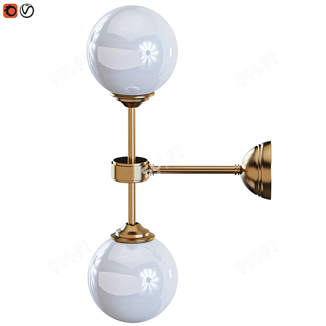 Elegant Brass Twin Wall Light 3D model image 2