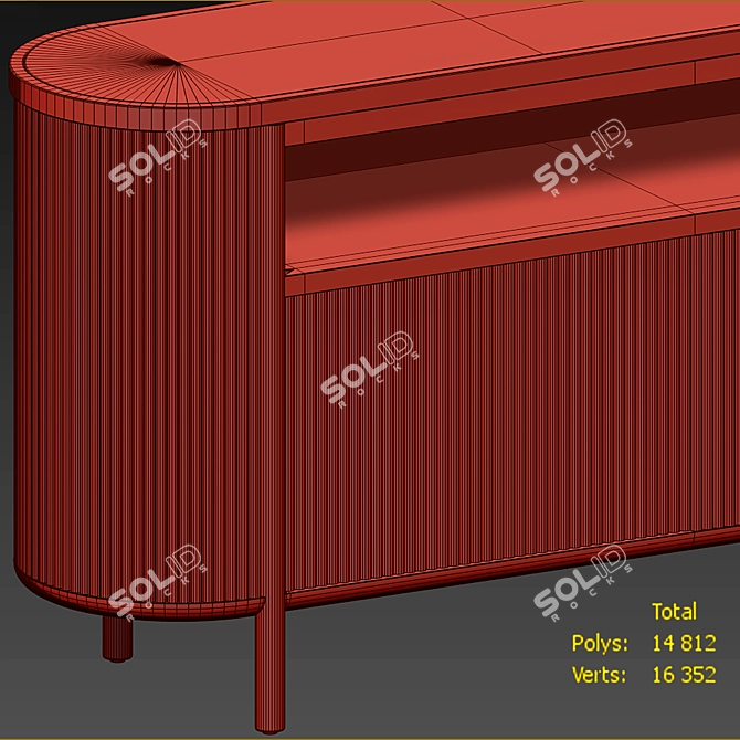 Rustic Whitewashed Wood Storage Credenza 3D model image 4