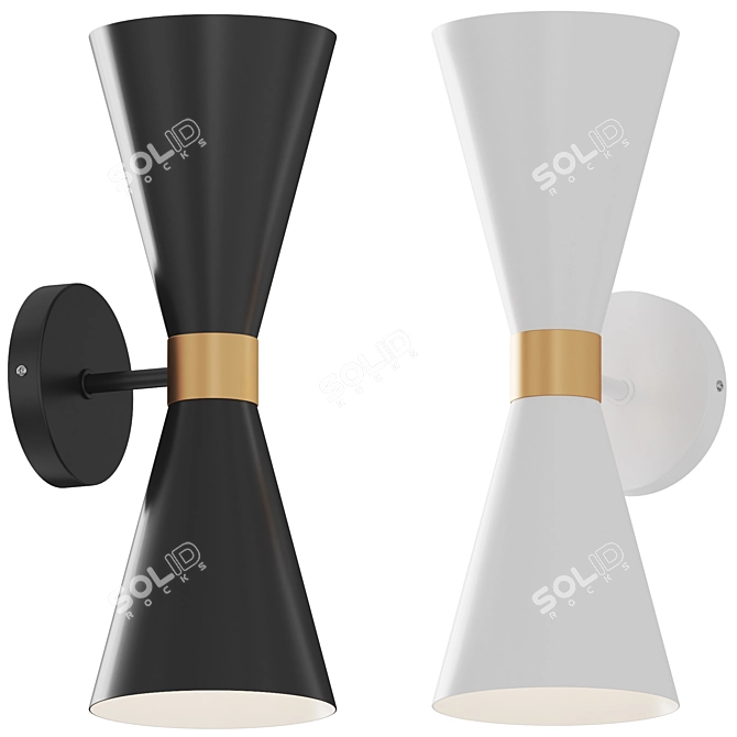 Elegant Modern Black Metal Bathroom Sconce 3D model image 1