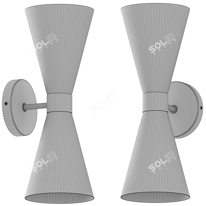 Elegant Modern Black Metal Bathroom Sconce 3D model image 2