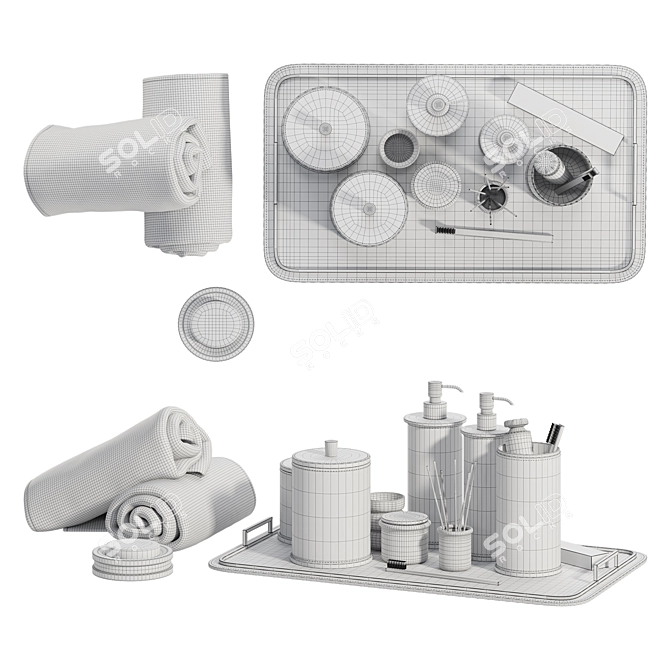 Luxury Leather Bathroom Accessories Set 3D model image 4