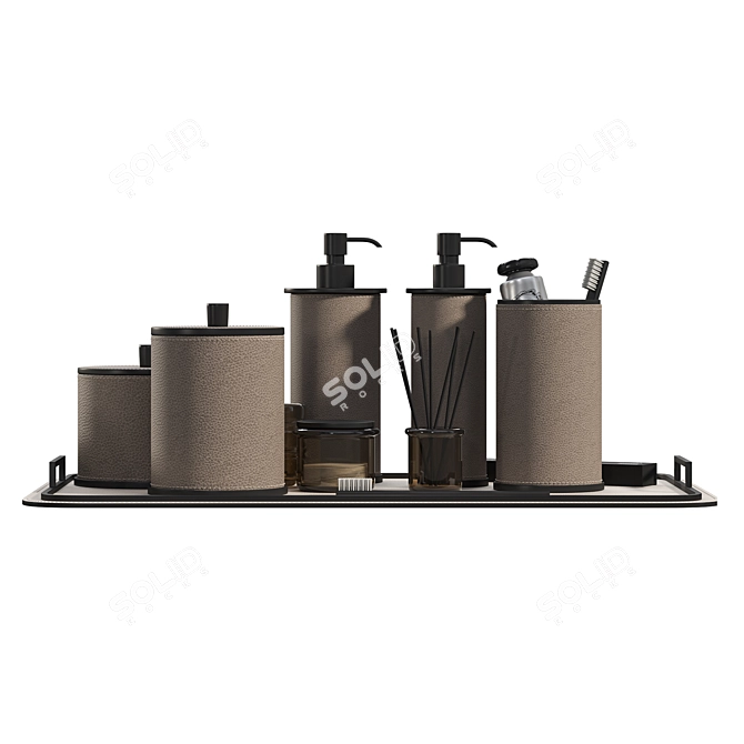 Luxury Leather Bathroom Accessories Set 3D model image 5