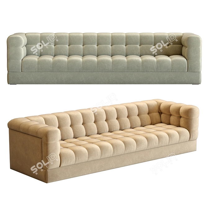 Lux Velvet Tufted 111" Sofa 3D model image 1