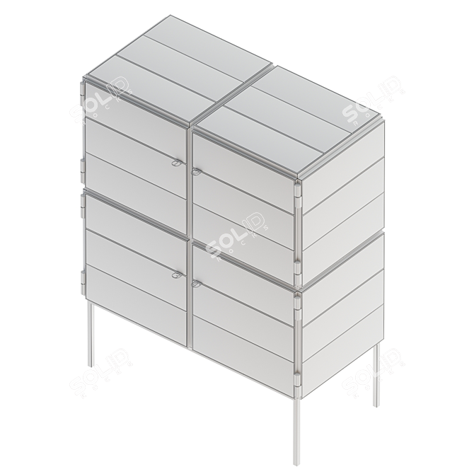 Steel Frame NewspaperWood Cabinet 3D model image 5