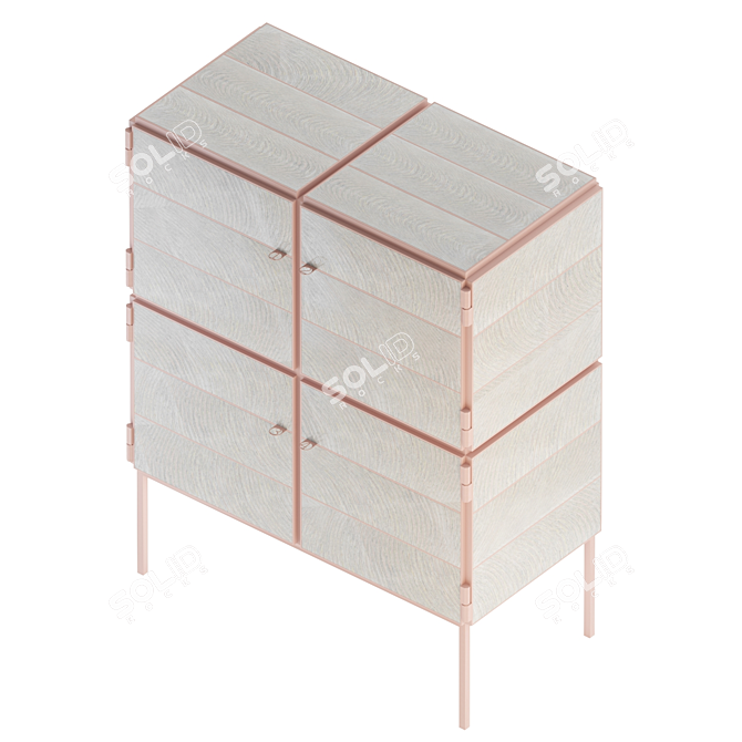 Steel Frame NewspaperWood Cabinet 3D model image 6