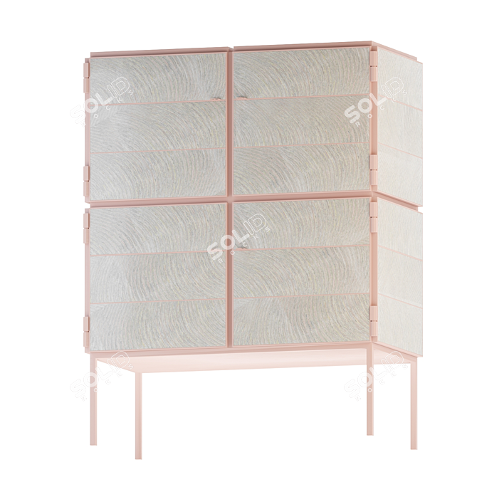 Steel Frame NewspaperWood Cabinet 3D model image 7