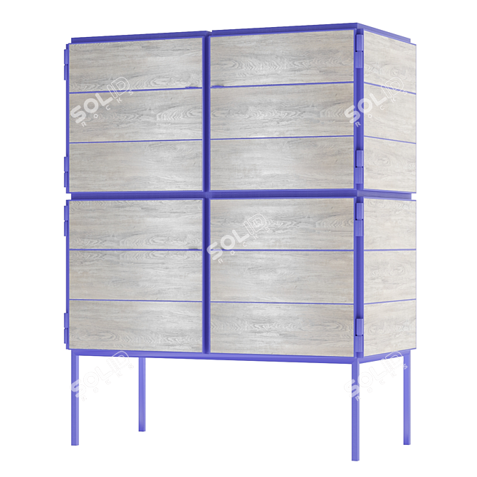 Steel Frame NewspaperWood Cabinet 3D model image 12