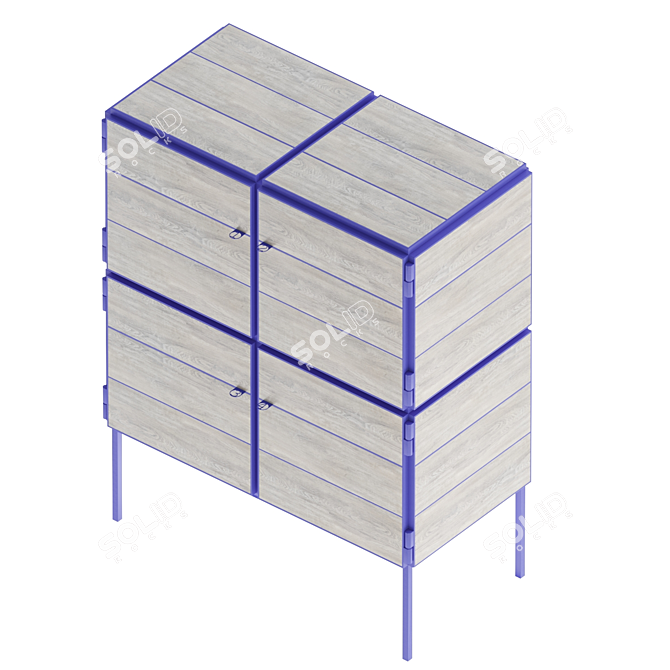 Steel Frame NewspaperWood Cabinet 3D model image 14