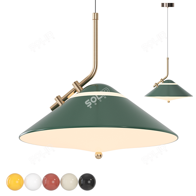 Conical Brass Pendant LED Light 3D model image 1