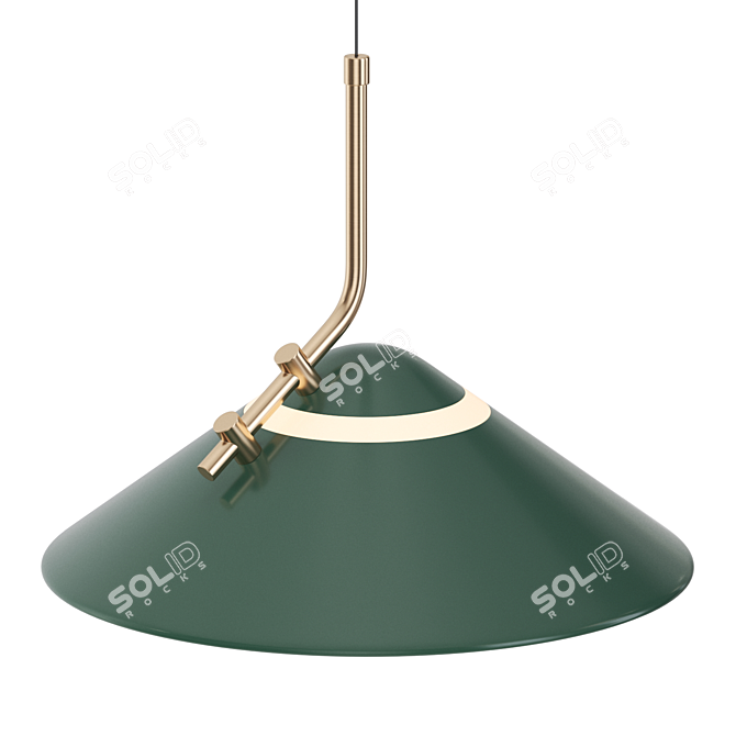 Conical Brass Pendant LED Light 3D model image 2