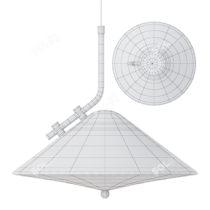 Conical Brass Pendant LED Light 3D model image 3