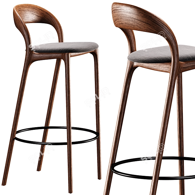 Artisan Neva Light Wood Bar Stool 3D model image 1