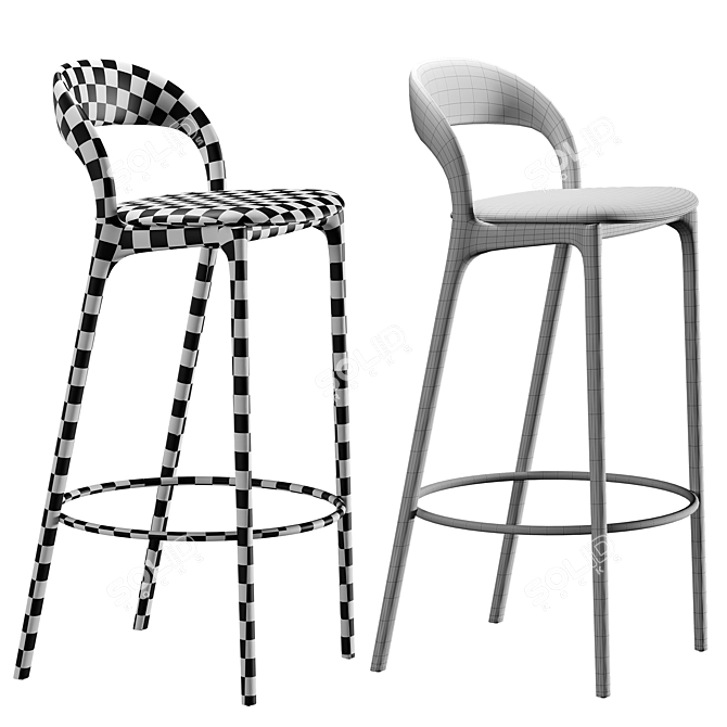 Artisan Neva Light Wood Bar Stool 3D model image 3