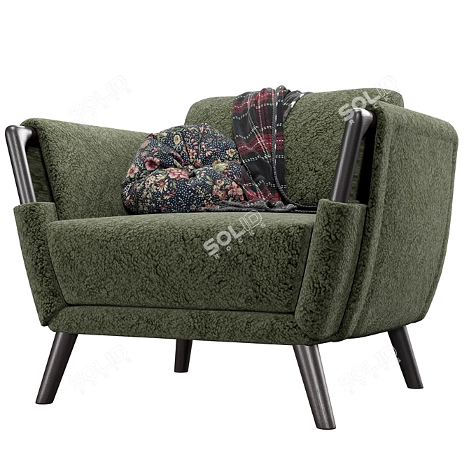 Sculpted Heartwood Armchair by Flou 3D model image 5